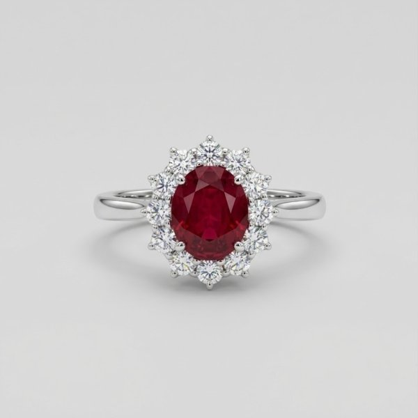Anello contorno centro rosso