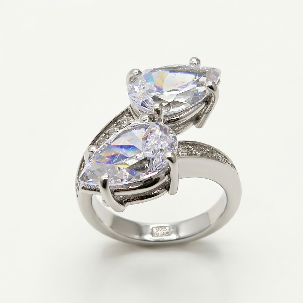 Anello contrarie gocce in argento 925