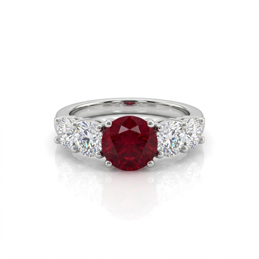 Anello riviera centro rosso scalare in argento 925