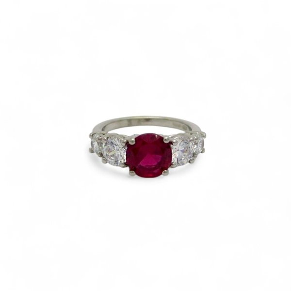 Anello riviera centro rosso scalare in argento 925