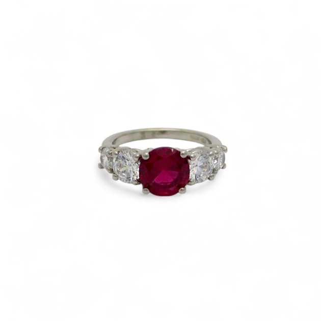 Anello riviera centro rosso scalare in argento 925
