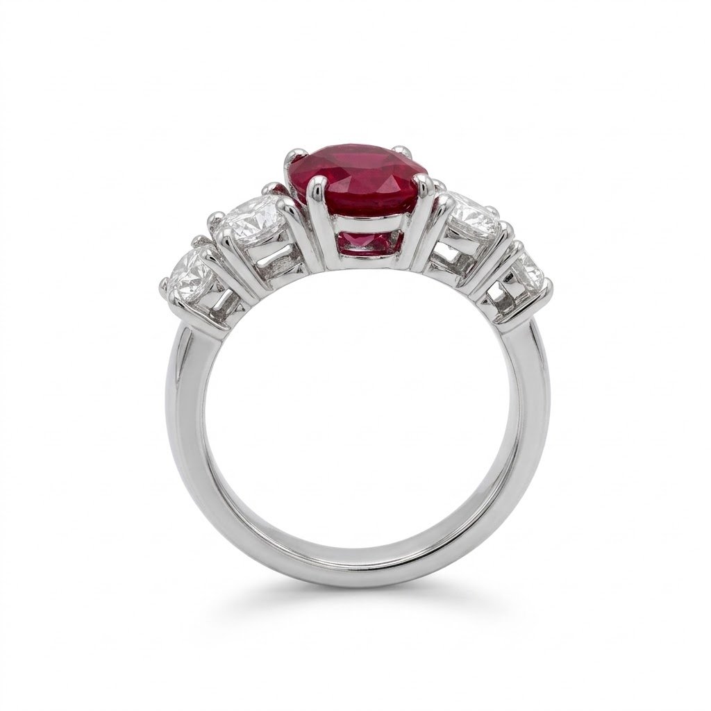 Anello riviera centro rosso scalare in argento 925