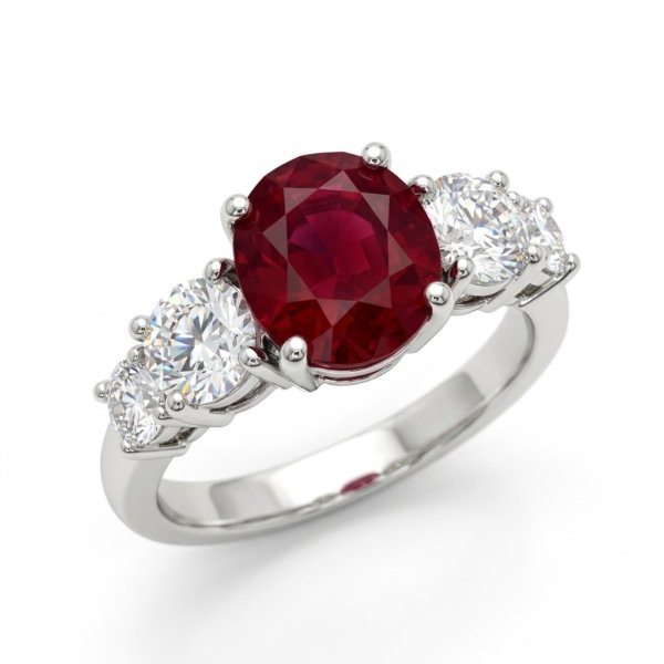 Anello riviera centro rosso scalare in argento 925