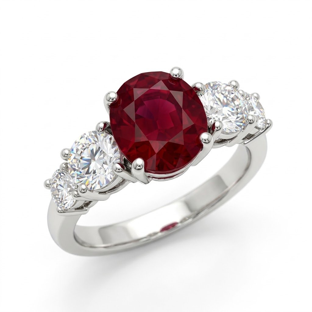 Anello riviera centro rosso scalare in argento 925