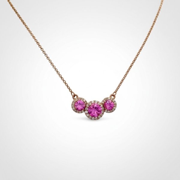 Collana centri fucsia in argento placcato rosè
