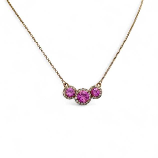 Collana centri fucsia in argento placcato rosè