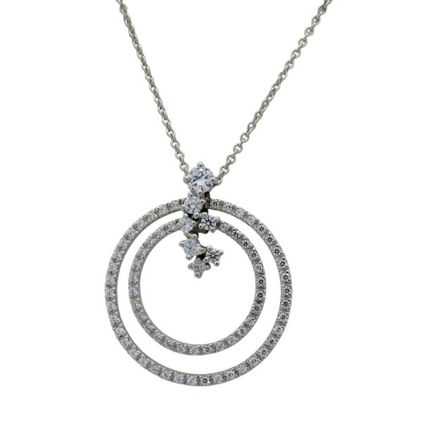 Collana ciondolo cerchi in argento e zirconi