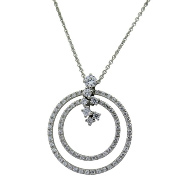 Collana ciondolo cerchi in argento e zirconi