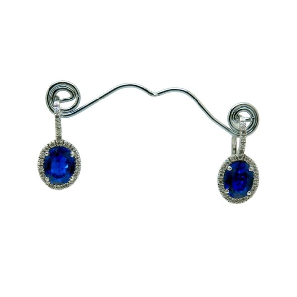 Orecchini pendenti pietra blu contorno in argento 925