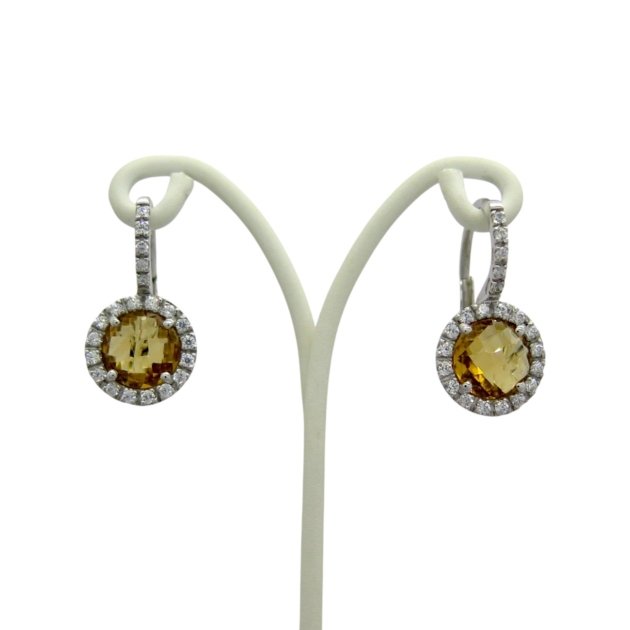 Orecchini pietre color citrino pendenti in argento artigianali