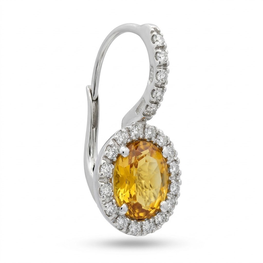 Orecchini pietre color citrino pendenti in argento artigianali