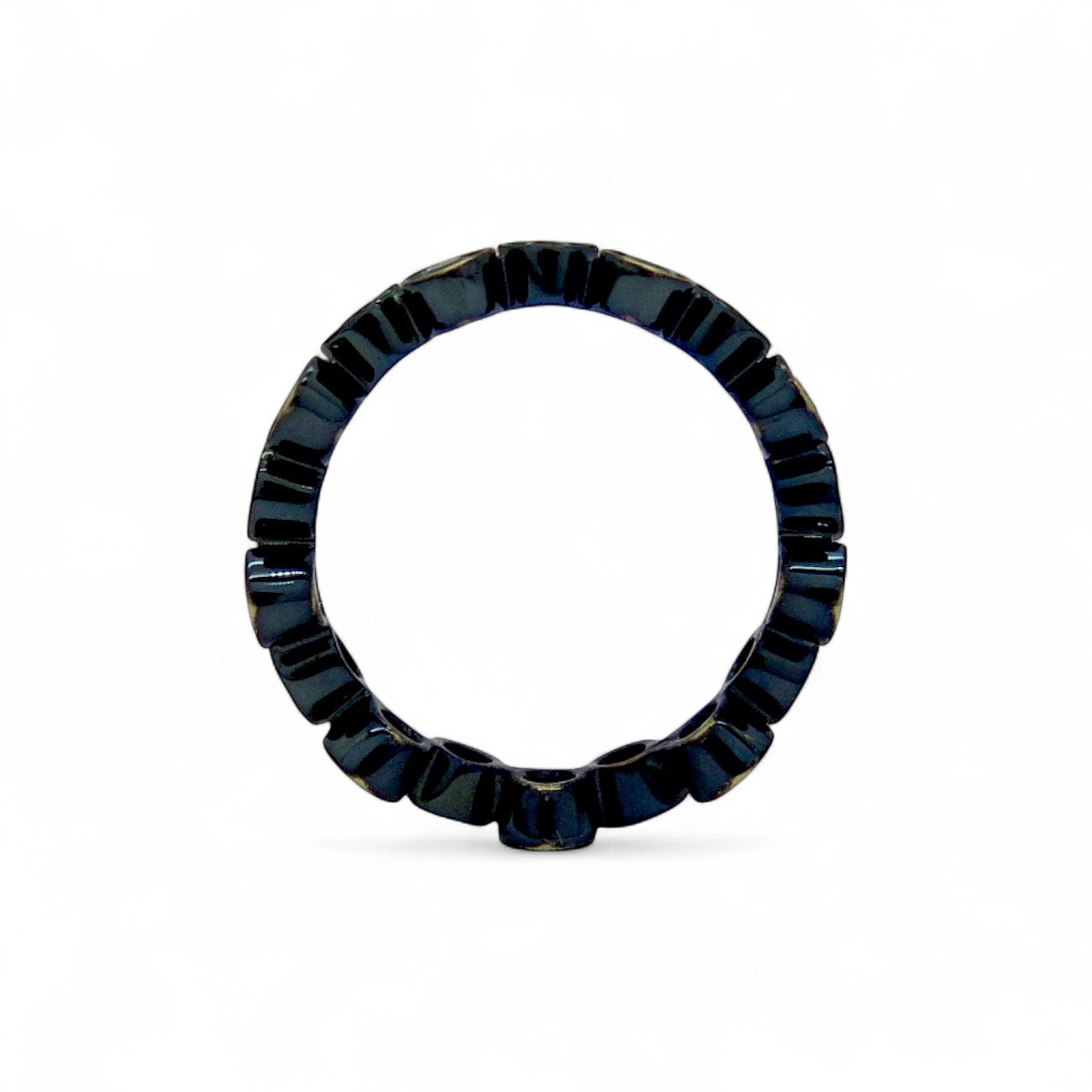 Anello fedina circolare zaffiri blu in oro 18 ct