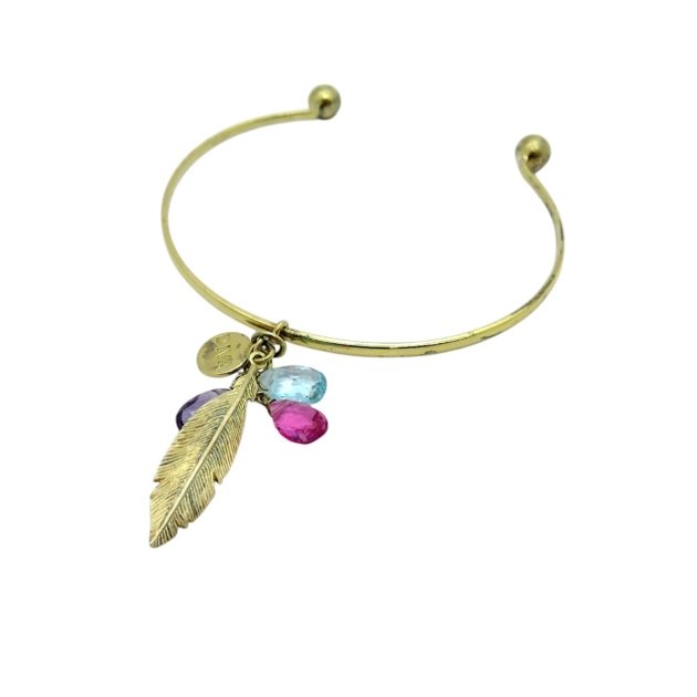 Bracciale piuma e cristalli Diva Argento placcato oro