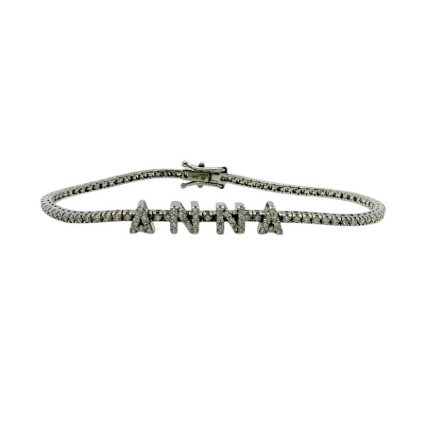 Bracciale tennis nome Anna in argento 925 e pietre zirconi