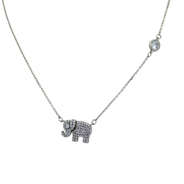 Collana elefante e punto luce in argento