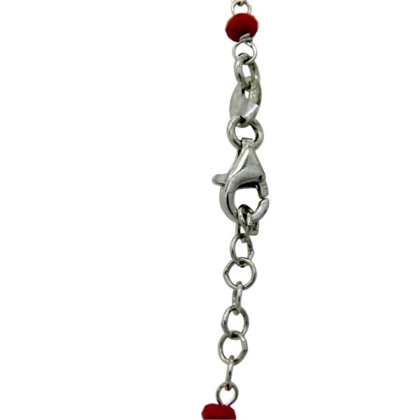 Collana rosario grani rossi in argento 925