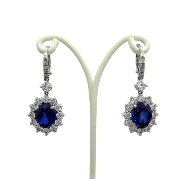 Orecchini pendenti contorno blu in argento 925