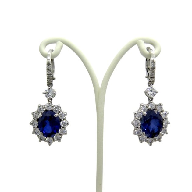 Orecchini pendenti contorno blu in argento 925