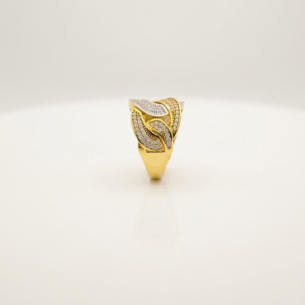 Anello fascia groumette in oro 18 ct fianco