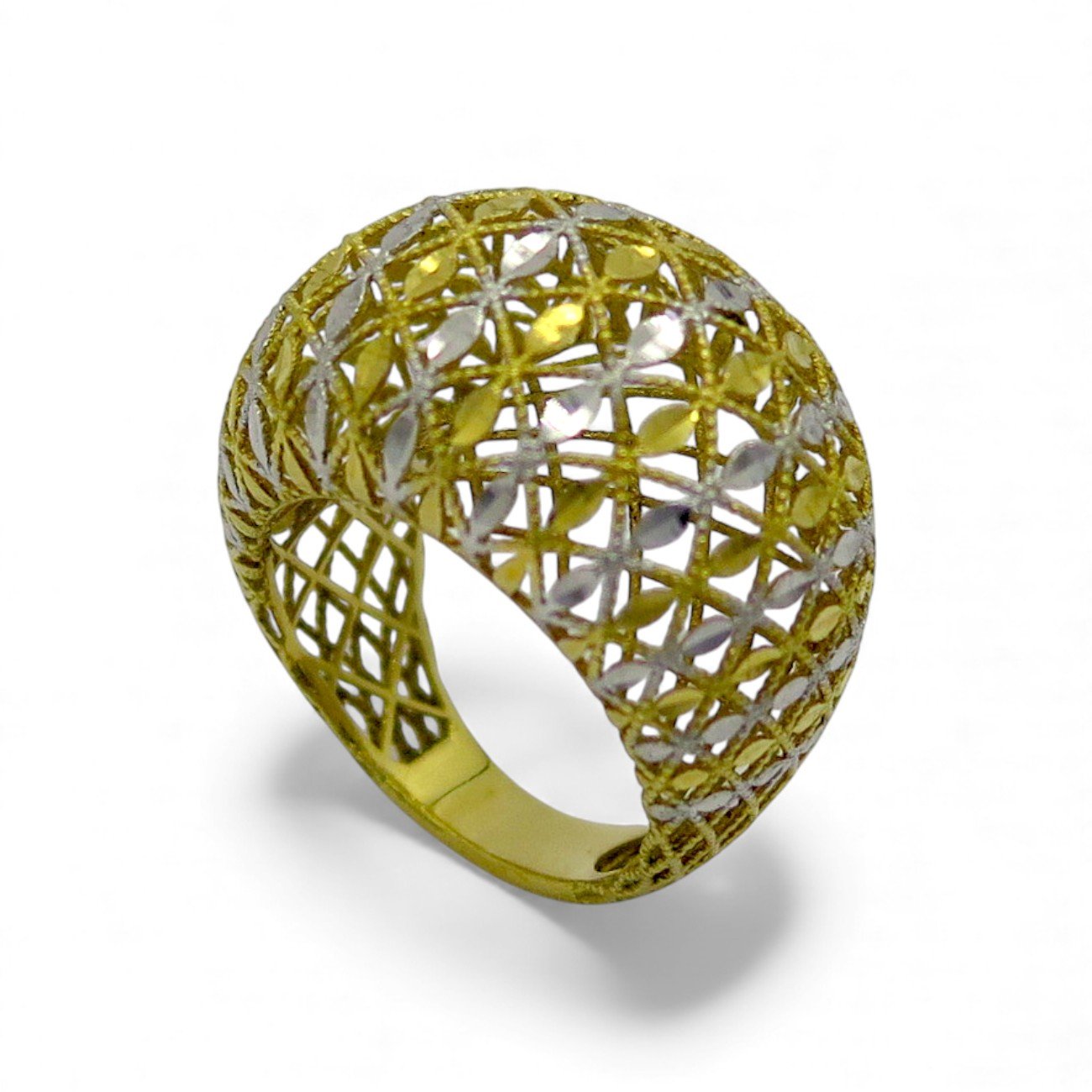 Anello traforato laser in oro 18 ct