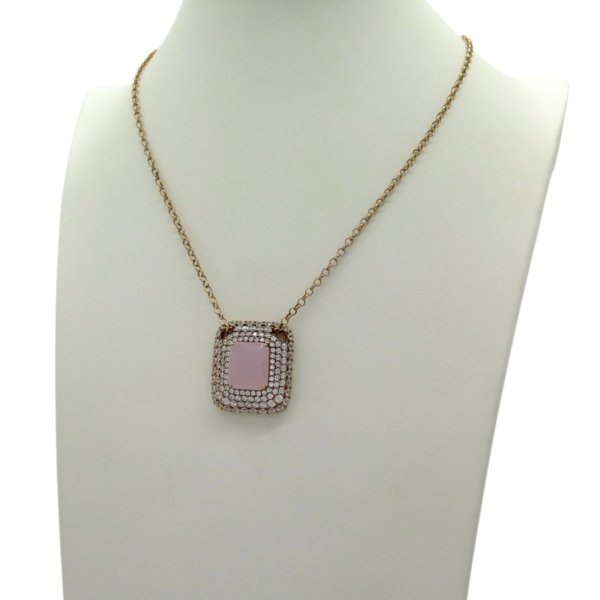 Collana ciondolo centro rosa in argento 925 