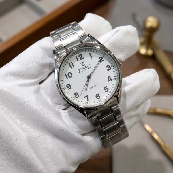 Orologio classico quadrante bianco uomo