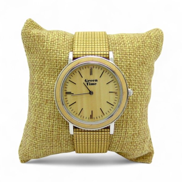 Orologio green time cassa acciaio e finiture in legno
