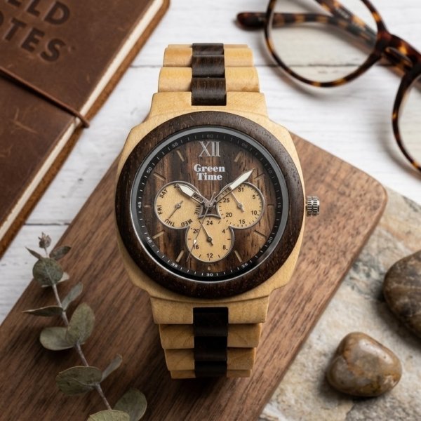 Orologio in legno quadrante televisore Green Time zw049c