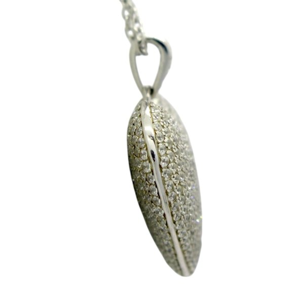 Collana ciondolo cuore bombato argento e zirconi