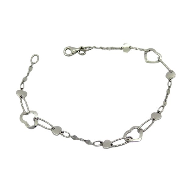 Bracciale cuori in oro bianco 18 ct