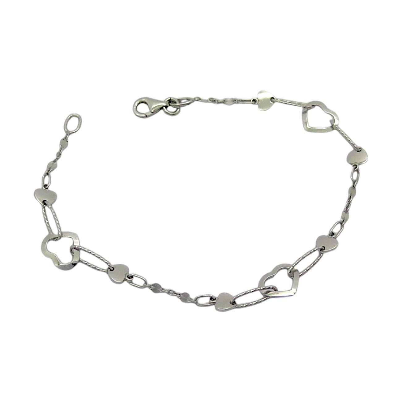 Bracciale cuori in oro bianco 18 ct