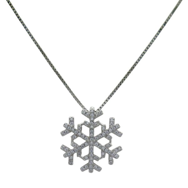Ciondolo fiocco di neve e zirconi in argento 925