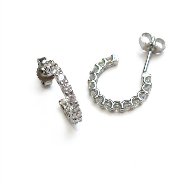 Orecchini pietre zirconi cerchio in oro bianco 18 ct