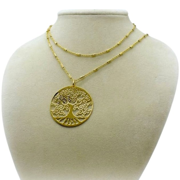 Collana lunga albero della vita placcato oro giallo