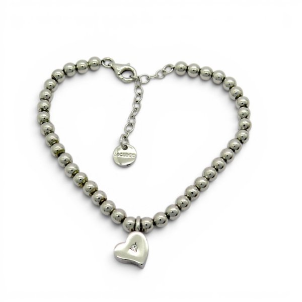 Bracciale cuore e sfere argento 925