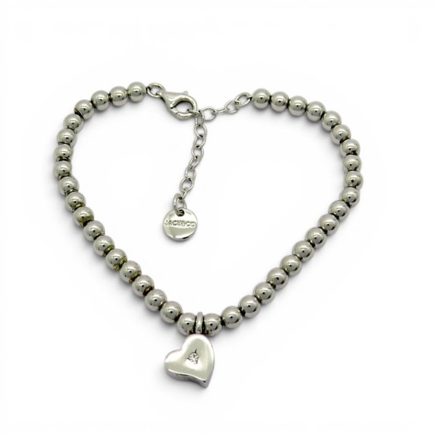 Bracciale cuore e sfere argento 925