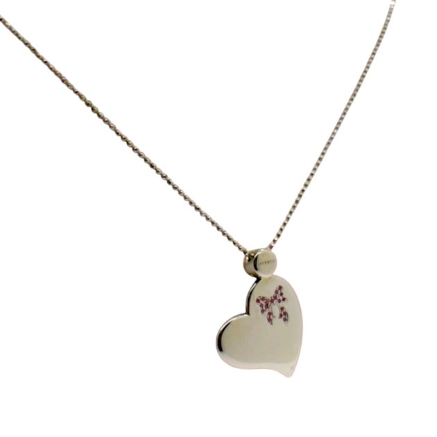 Collana cuore fiocco rosa nascita argento 925 Jack e co