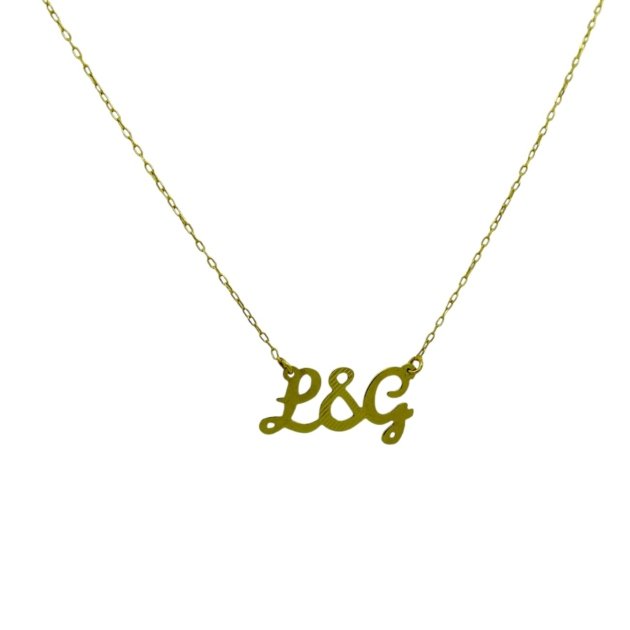 Collana due iniziali L e G in oro giallo 18 ct
