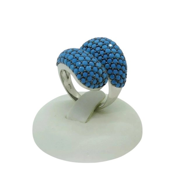 Anello contrarie turchesi in argento 925