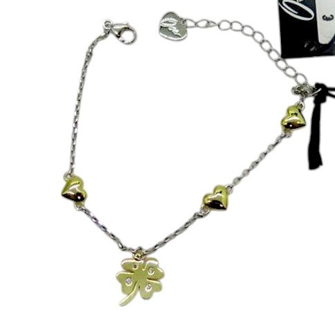 Bracciale quadrifoglio cuori in argento 925