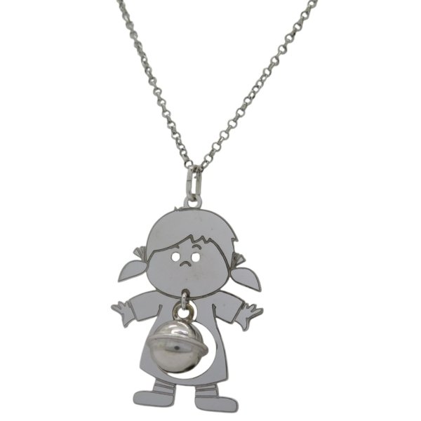 Collana chiama angeli bimba con sonaglio argento 925