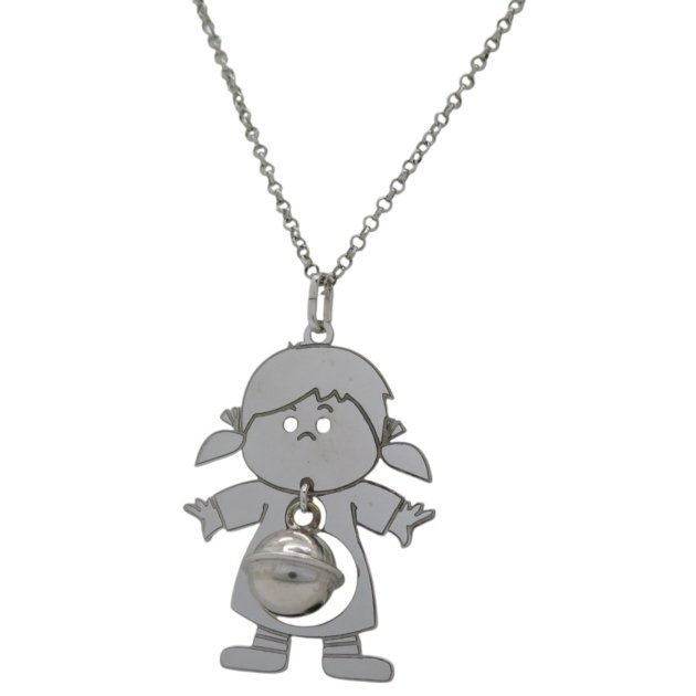 Collana chiama angeli bimba con sonaglio argento 925
