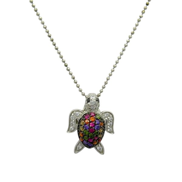 Collana ciondolo tartaruga marina multicolor in argento 925