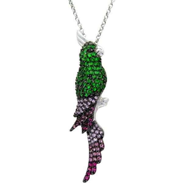 Collana pappagallo pietre colorate in argento 925