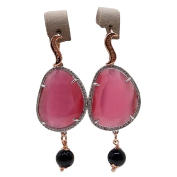Orecchini pendenti cristallo rosè e contorno Sovrani Bijoux