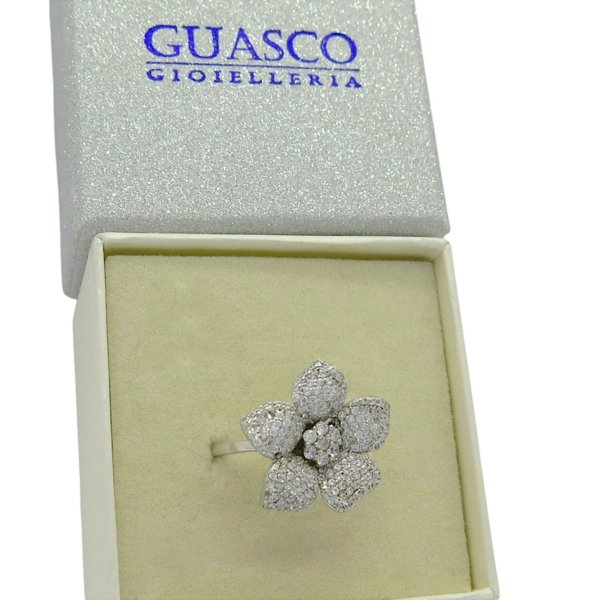Anello fiore in argento 925 e zirconi