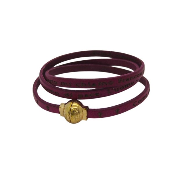 Bracciale in pelle fucsia preghiera papa Francesco