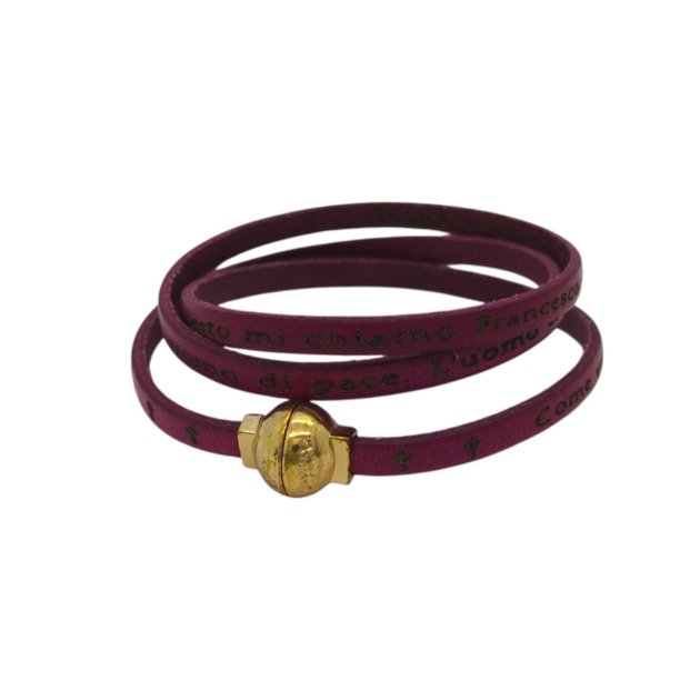 Bracciale in pelle fucsia preghiera papa Francesco
