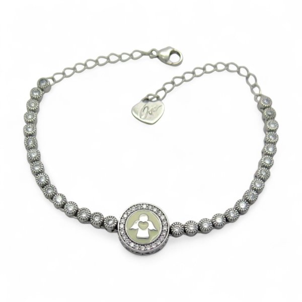 Bracciale tennis angelo e cuore in argento 925