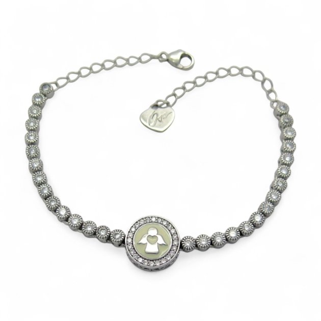 Bracciale tennis angelo e cuore in argento 925